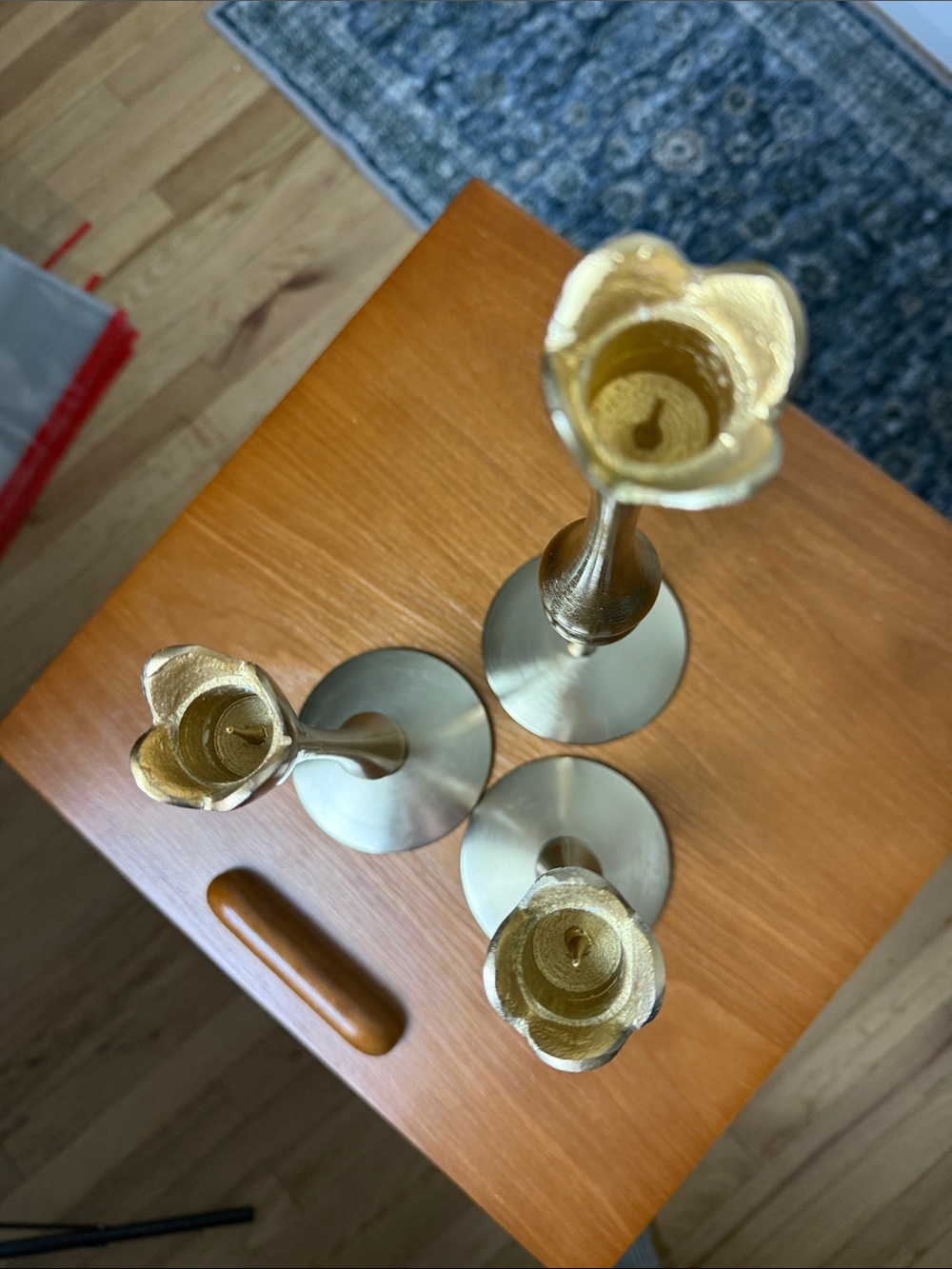 NEW Anthropologie Marizia Gold Taper Candle Holder - Set of 3 sold out online - Picture 5 of 9